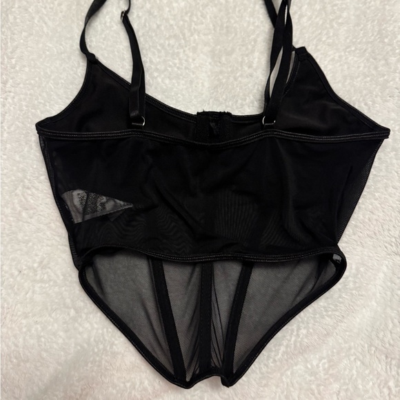 Black Mesh Lace corset like top- Size S - Picture 2 of 6